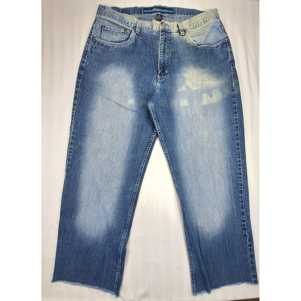 Vintage 90's Enyce Baggy Jeans Mens 38 Blue‎ Denim Raw Hem Y2K Streetwear